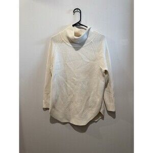 Athleta Mesa Hybrid Merino Wool Blend Turtleneck Sweater Cream Women's Size S